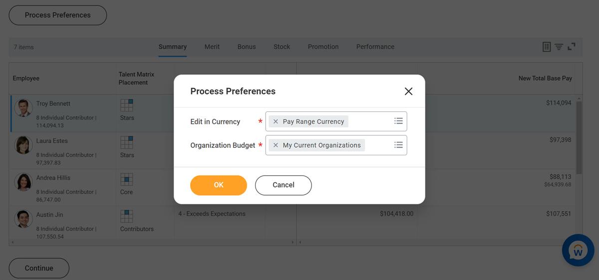 The Process Preferences window, as described in the preceding text.