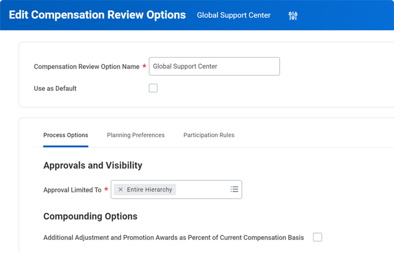 A screenshot displays the Compounding Options selection, as described in the preceding text.