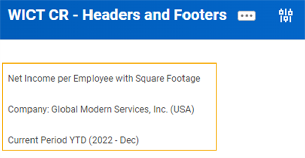 Screenshot of custom headers.
