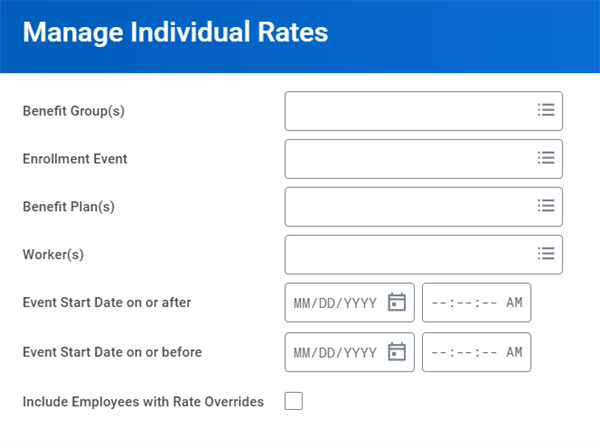Screenshot of the Mange Individual Rates task, as described in the preceding text.