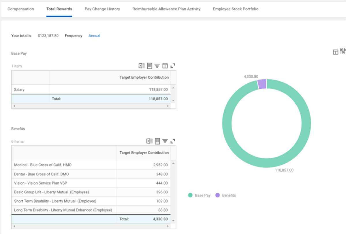 A screenshot of the Total Rewards report as described in the preceding text.