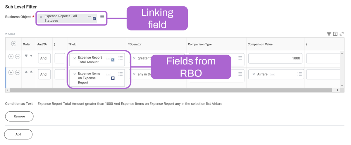 Labeled screenshot of the Subfilter tab.