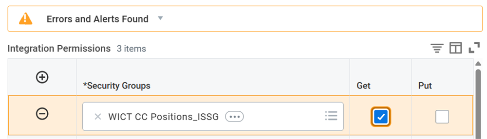 Allowing the ISSG as an allowable security group for Get integration permissions.