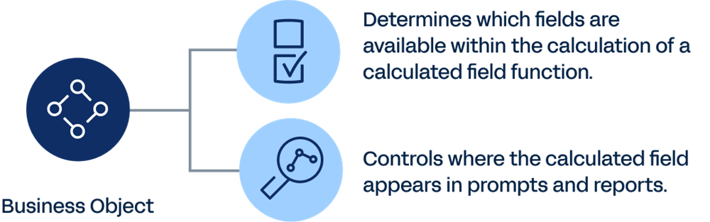 Graphic representation of a business object's purpose within the calculation of a calculated field function.