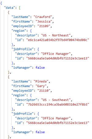 A sample of the data being returned by the WQL in our activity, in JSON format.