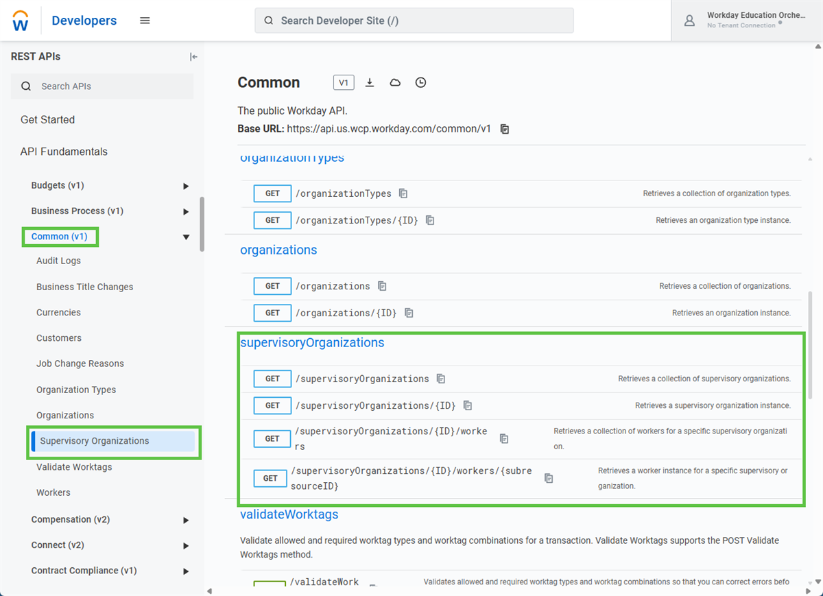 Getting ready to use the REST API Explorer. Picking a collection, an operation, etc.