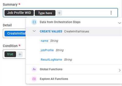 Highlighting that an expression is able to retrieve data from prior steps of the orchestration.