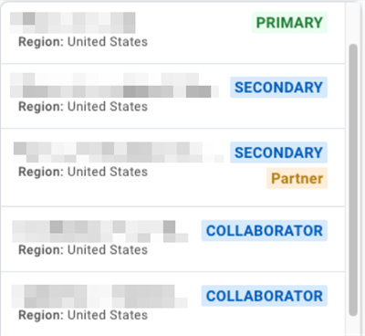 This picture depicts a user that is assigned to multiple companies on the Developer Site. One company will be primary. Additional companies will be secondary. If designated, a developer can also be assigned the collaborator role.