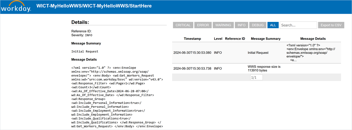 A cloud log viewer displays timestamped log entries, detailing an initial request alongside its underlying XML code.