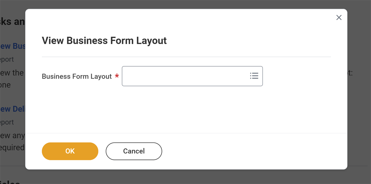 The View Business Form Layout window.