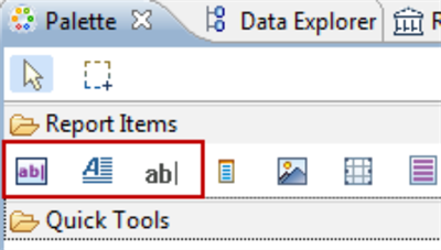 The Label icon in the Report Items folder.