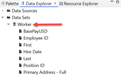 Screenshot of the Worker data set displaying a new set of fields.