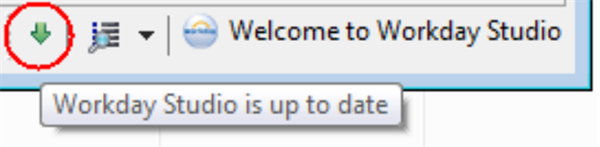 The update-status icon, shaped like a downward arrow, in the status bar.
