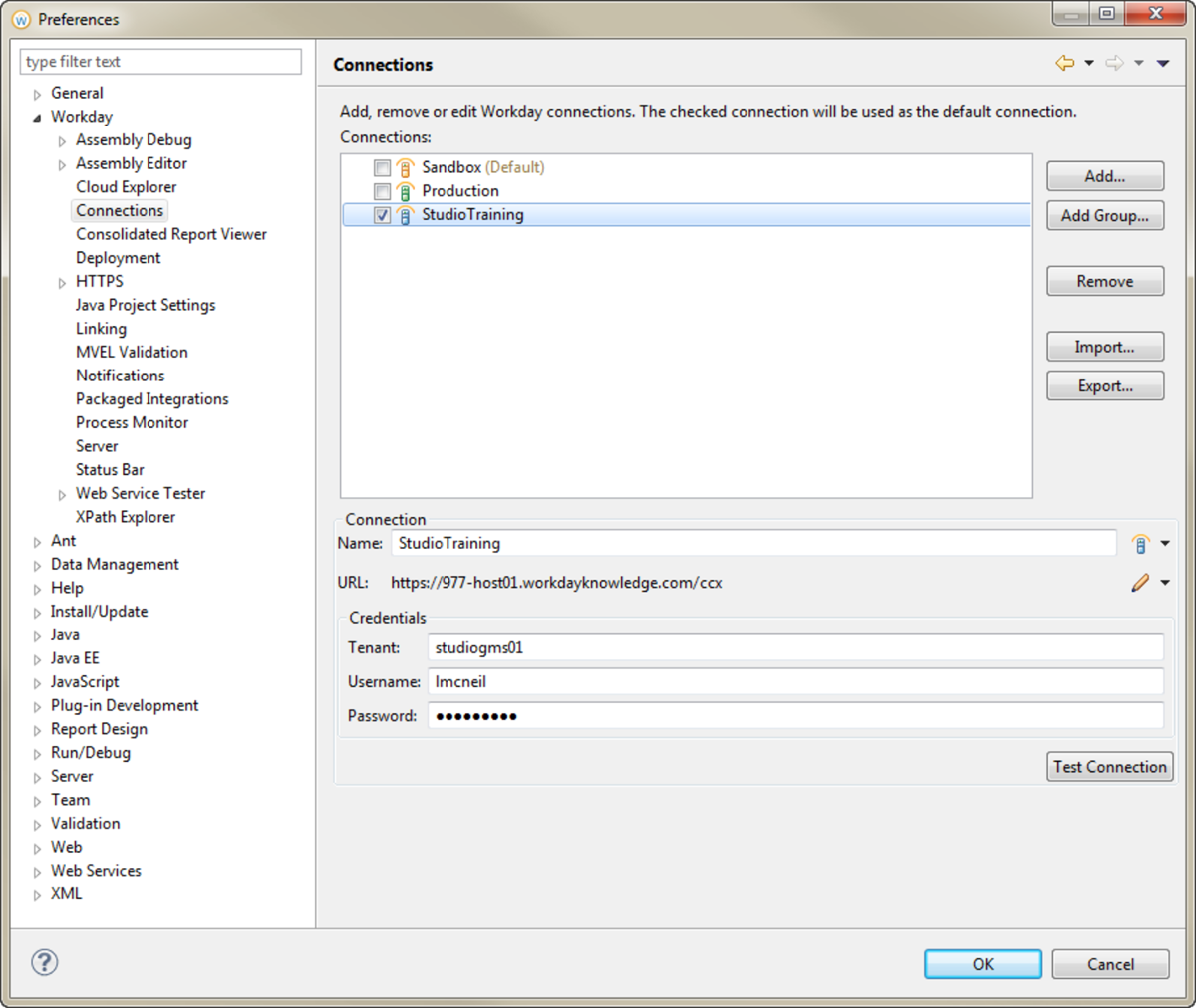 Screenshot of the Connection Details screen.