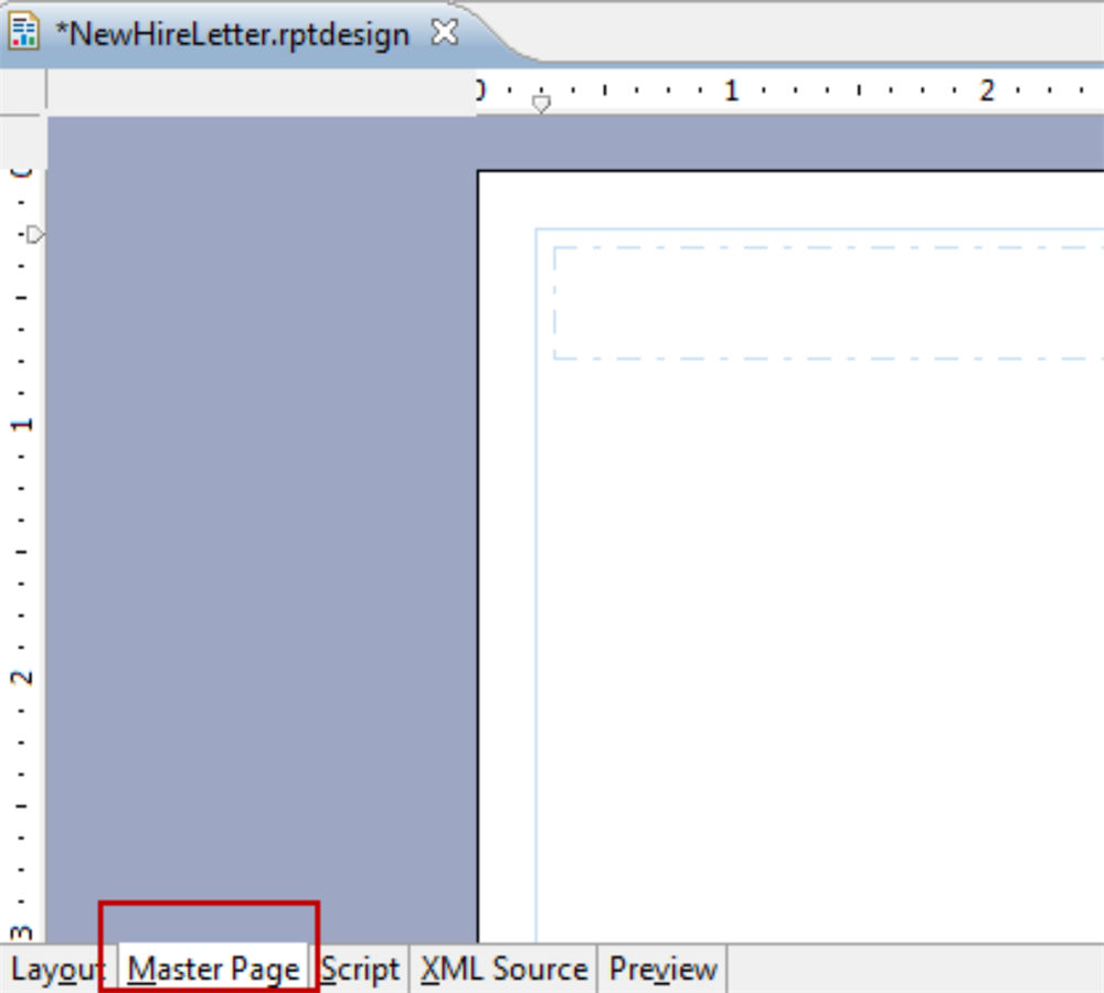 Master Page layout option.