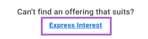 Screenshot highlighting the Express Interest link that displays on a course page.