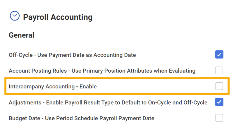 The Intercompany Accounting - Enable checkbox.