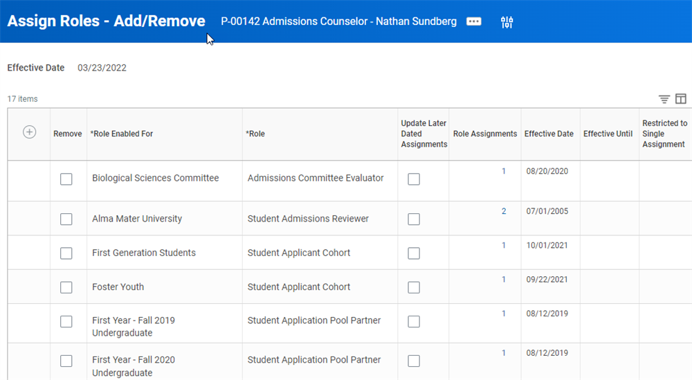 The Assign Roles - Add/Remove Related Action.