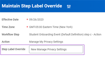 An example of a step level override configuration.