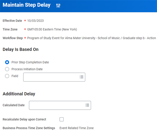 An example of step delay configurations.