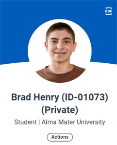 Image of a student profile header with "Private" appended to their name.
