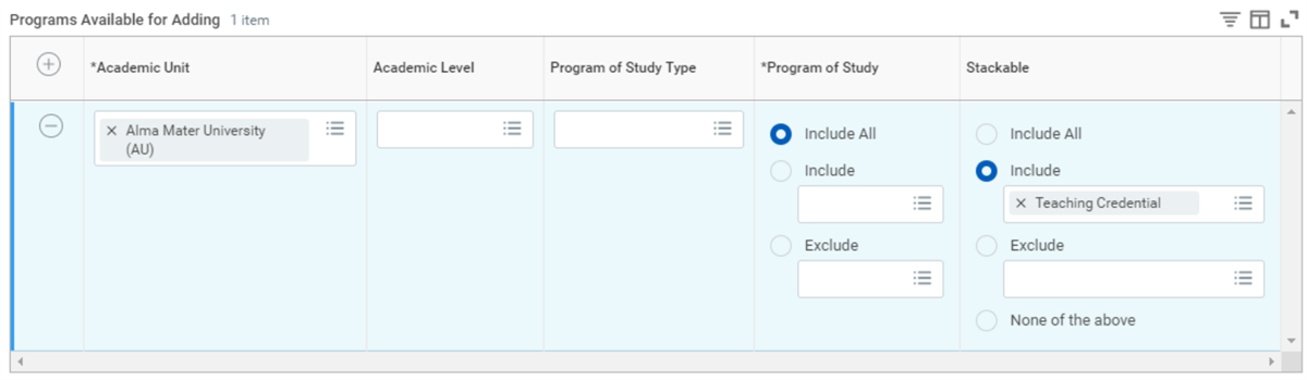 Image of the Program Available for Adding section of the Biological Sciences Major program of study.