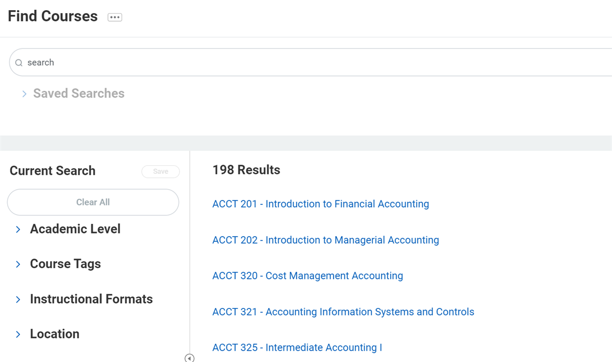 Image of the Find Courses report.