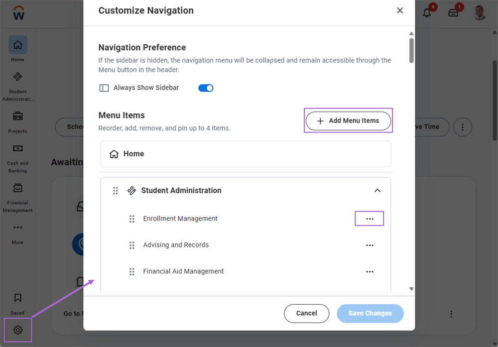 View All Apps highlighted and the All Apps pop-up box shown on the Home landing page.