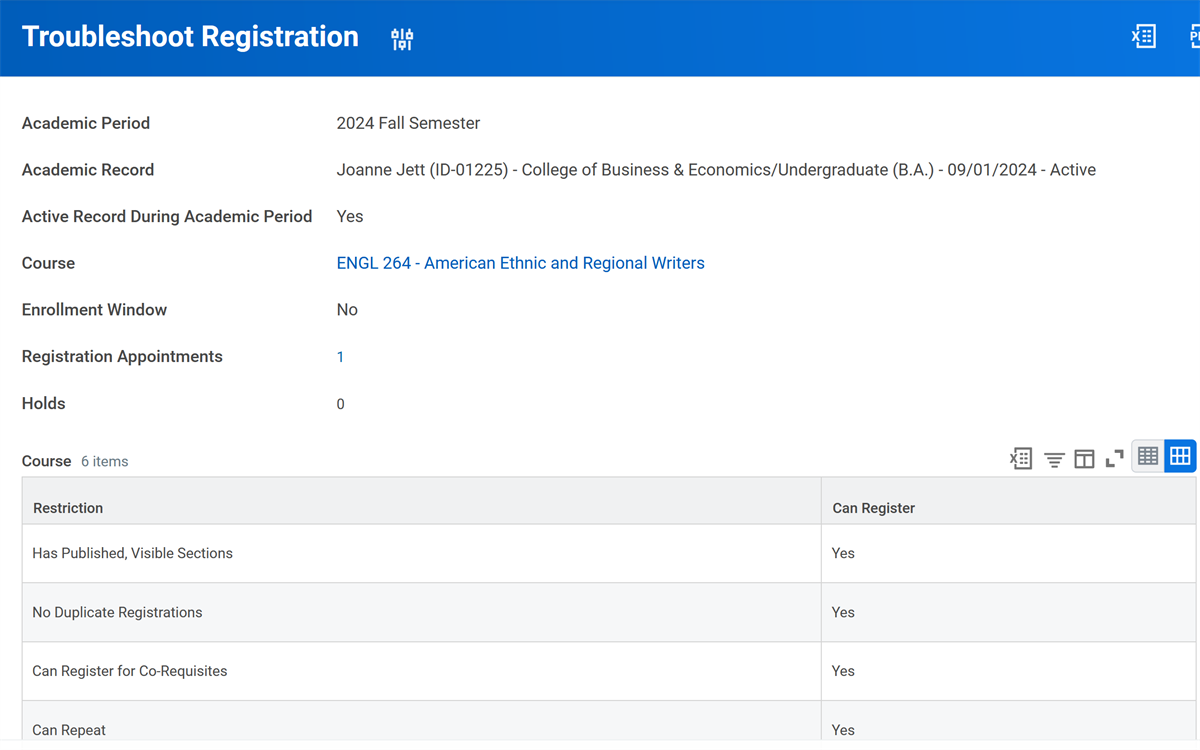 Image of the Troubleshoot Registration task.